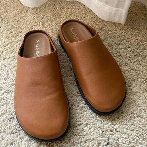 Seychelles Tan Leather Slip-On Mules
